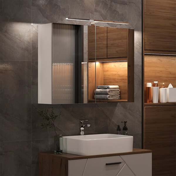 Koupelnová skříňka se zrcadlem Vicco Lavio Bílá 80 x 60 cm s osvětlením LED, Model 55340