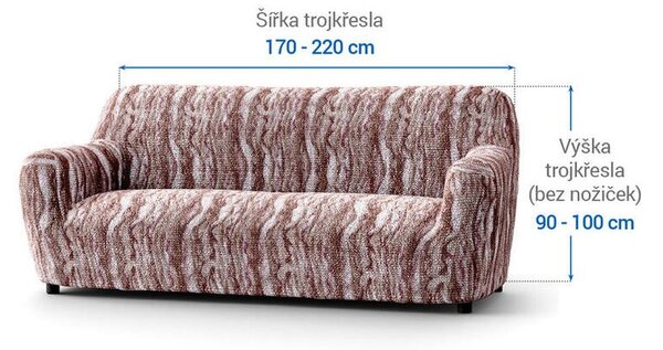 Bielastické potahy OCEANO NOVÉ hnědo-vínové trojkřeslo (š. 170 - 220 cm)