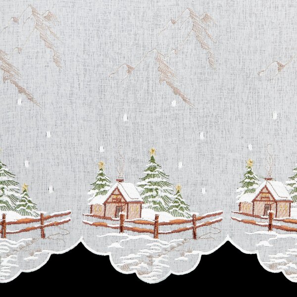 KRÁTKÁ ZÁCLONA NA POUTKÁCH XMAS17 145X40 CM VZOROVANÁ