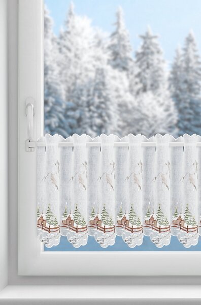 KRÁTKÁ ZÁCLONA NA POUTKÁCH XMAS17 145X40 CM VZOROVANÁ