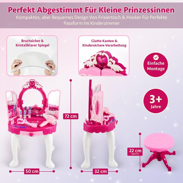 Kinderplay dětský toaletní stoleček pro princezny, růžová