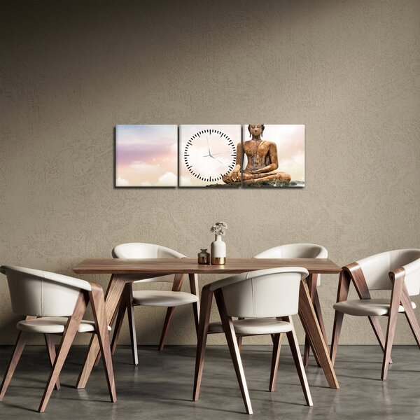 Obraz - Buddha dohlížející na zemi (s hodinami) (90x30 cm)