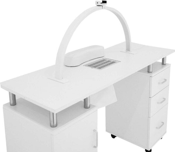 Profesionální salonní manikúrní stůl a LED půlměsícová lampa