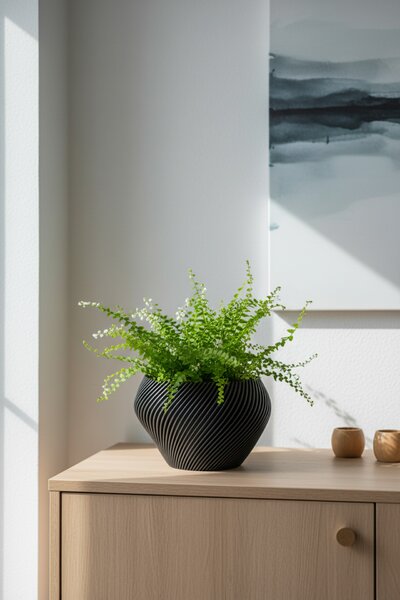 KVĚTINÁČ TORACE - S jedinečným designem, antracit-matný