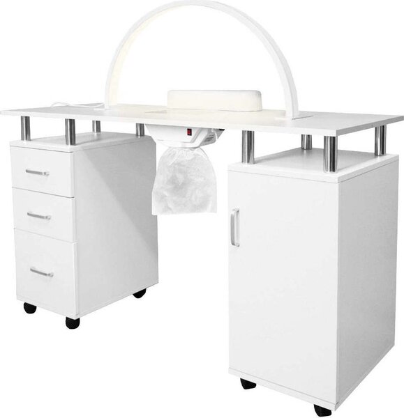 Profesionální salonní manikúrní stůl a LED půlměsícová lampa