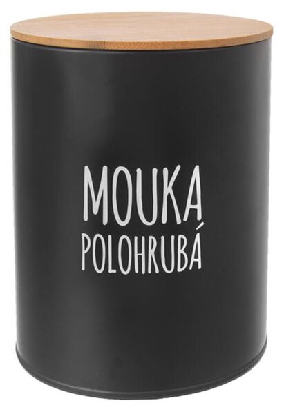 Kulatá plechová dóza POLOHRUBÁ MOUKA Black