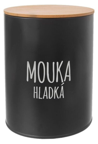 Kulatá plechová dóza HLADKÁ MOUKA Black