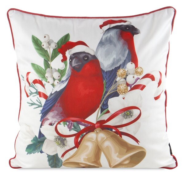 VÁNOČNÍ DEKORAČNÍ POVLAK NA POLŠTÁŘ BIRDS 45X45 CM VZOROVANÝ