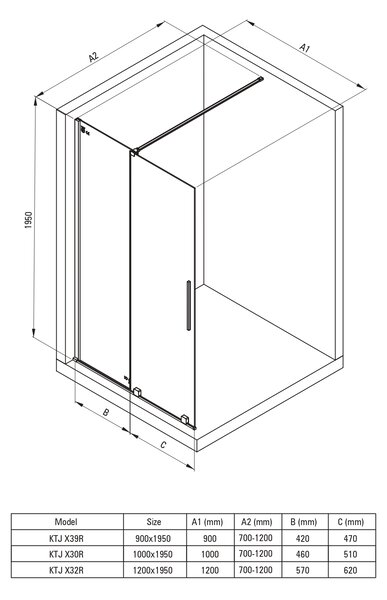 Deante Prizma sprchová zástěna walk-in 90 cm bílá matný/průhledné sklo KTJ_A39R