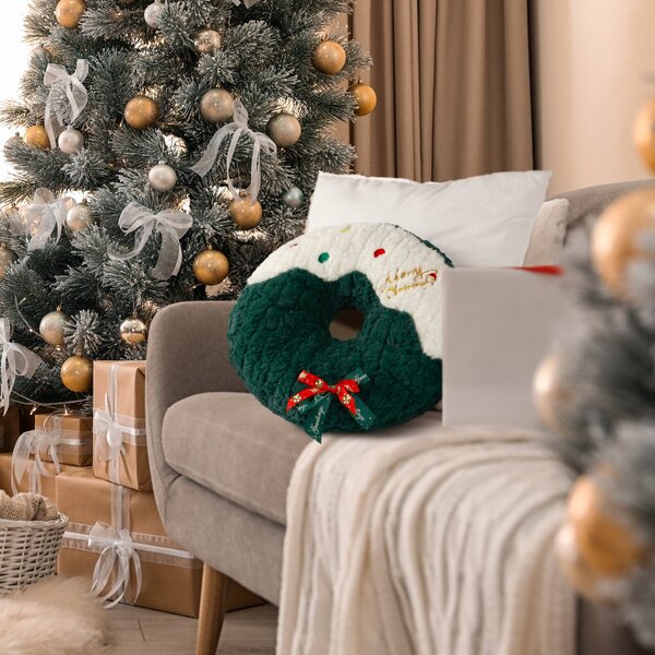 VÁNOČNÍ DEKORAČNÍ POLŠTÁŘ CHRISTMAS DONUT 36X36 CM VÍCEBAREVNÝ