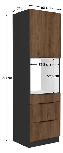 Kondela Skříňka na vestavnou troubu Menzo 60 DPS-210 3S1F - černá / ořech