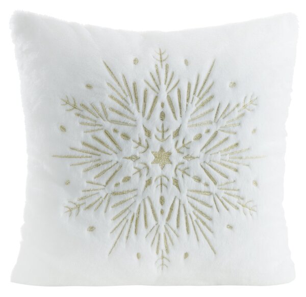 CHLUPATÝ VÁNOČNÍ DEKORAČNÍ POVLAK NA POLŠTÁŘ SNOWFLAKE 45X45 CM BÍLÝ