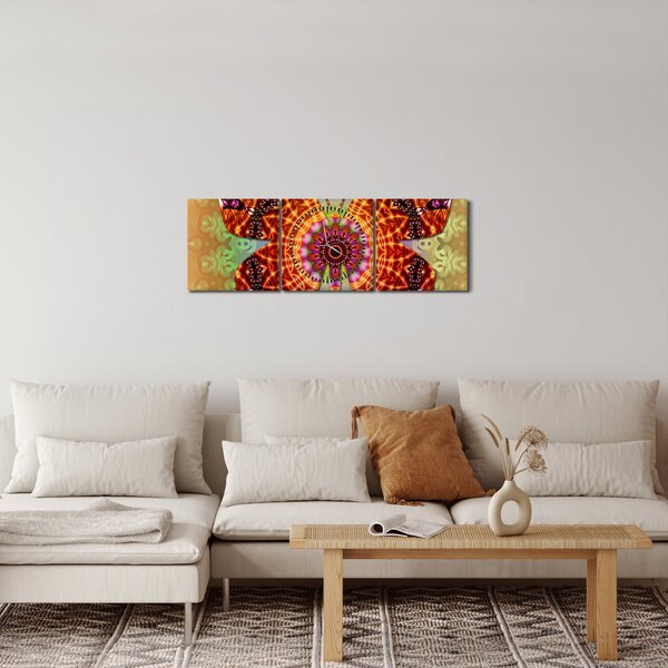 Obraz - Etno motýl (s hodinami) (90x30 cm)