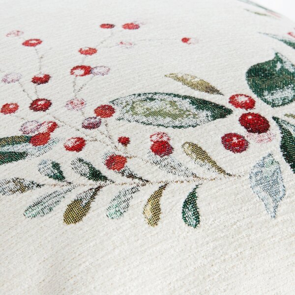 VÁNOČNÍ GOBELÍNOVÝ DEKORAČNÍ POVLAK NA POLŠTÁŘ BERRIES 45X45 CM VZOROVANÝ