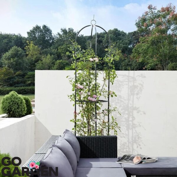Kovová věžová zahradní pergola pro popínavé rostliny, růže, květiny, zahradní rostliny, kovová