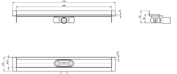 ACO ShowerDrain C tělo odtokového žlábku 68.5 cm ocel 9010.88.29