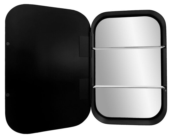 Koupelnová zrcadlová skříňka Talos Oval 40x60x10 cm - zrcadlo s kvalitním hliníkovým korpusem v matné černé barvě - koupelnová zrcadlová skříňka