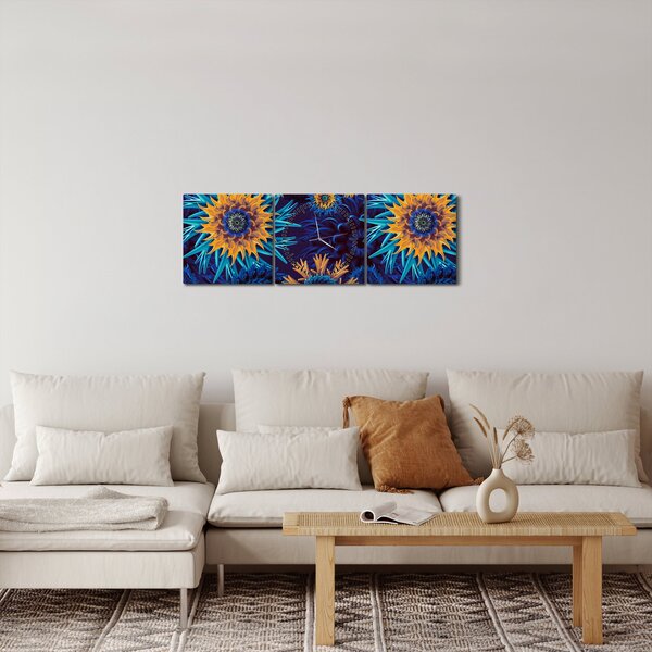Obraz - 3D květy (s hodinami) (90x30 cm)