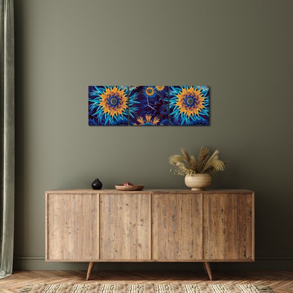 Obraz - 3D květy (s hodinami) (90x30 cm)