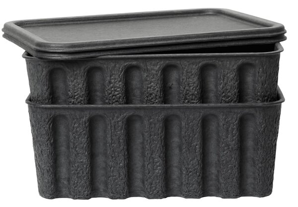 Úložný box s víkem Paper Pulp Large Charcoal – set 2 ks