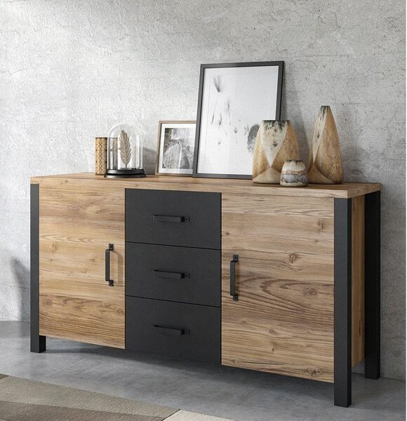 Komoda Oralee Typ 26 (smrk + černá matná). Akce -15%