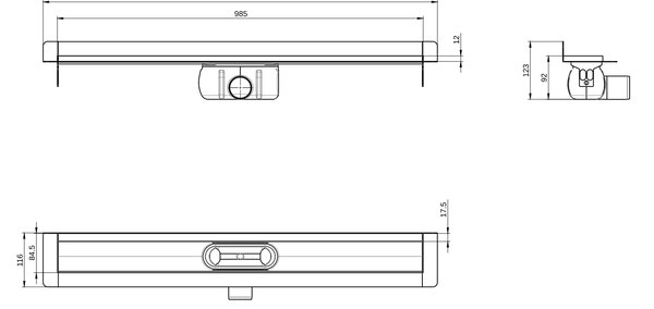 ACO ShowerDrain C Black odtokový žlábek s mřížkou 98.5 cm černá 9010.91.18