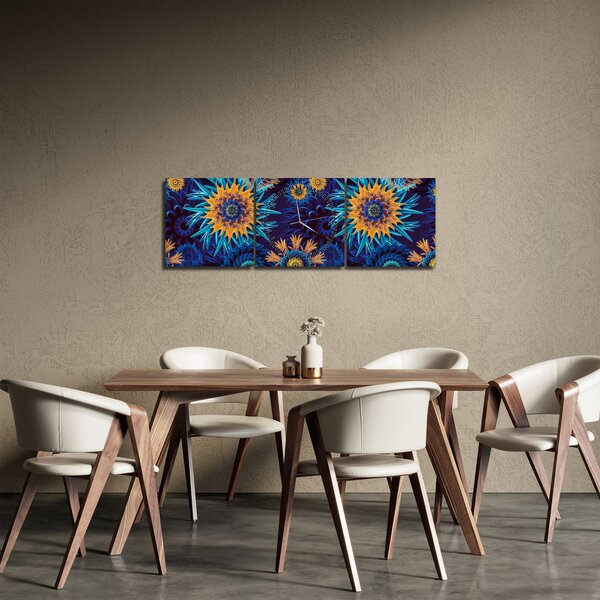 Obraz - 3D květy (s hodinami) (90x30 cm)