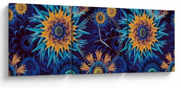 Obraz - 3D květy (s hodinami) (90x30 cm)