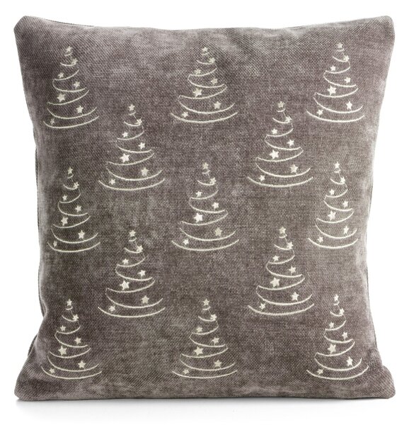 VÁNOČNÍ DEKORAČNÍ POVLAK NA POLŠTÁŘ TREE 45X45 CM TMAVĚ BÉŽOVÝ