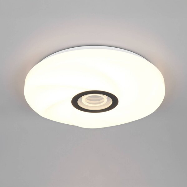 Reality Leuchten LED stropní svítidlo Sano, bílé, Ø 39 cm, dálkové ovládání, stmívatelný, Bílá / opál, Obývací pokoj / jídelna, Plast, Moderní