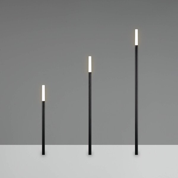 Reality Leuchten LED svítidlo na zem STICK, černé, 3 žárovky, IP44, zástrčka, Černá, kov, Moderní