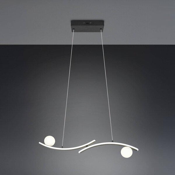 Trio Lighting Závěsné světlo Napoli, matná černá, délka 82 cm, kov, stmívatelný, Černá, Obývací pokoj / jídelna, kov, Moderní