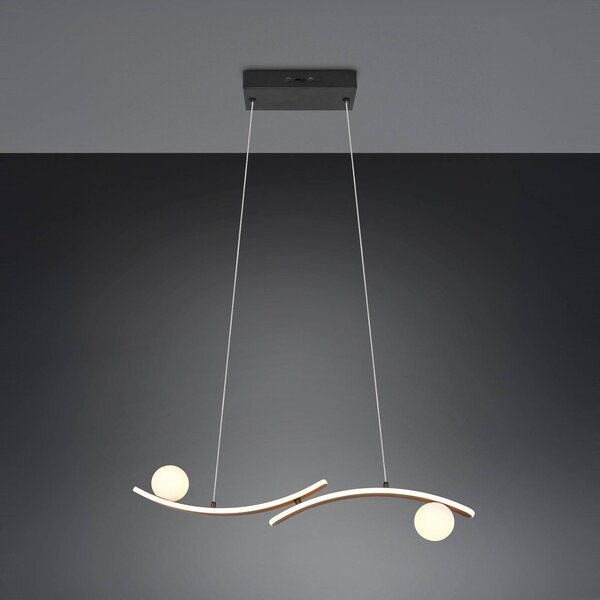 Trio Lighting Závěsné světlo Napoli, matná černá, délka 82 cm, kov, stmívatelný, Černá, Obývací pokoj / jídelna, kov, Moderní