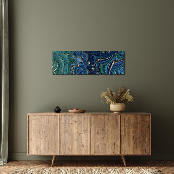 Obraz - Achátový mramor (s hodinami) (90x30 cm)