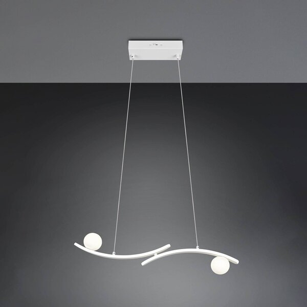 Trio Lighting Závěsné světlo Napoli, matná bílá, délka 82 cm, kov,, stmívatelný, Bílá / opál, Obývací pokoj / jídelna, kov, Moderní