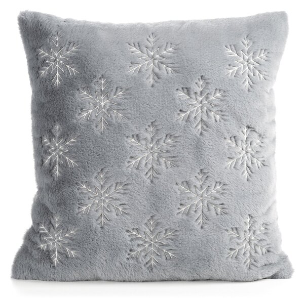 CHLUPATÝ VÁNOČNÍ DEKORAČNÍ POVLAK NA POLŠTÁŘ SNOWY 45X45 CM ŠEDÝ