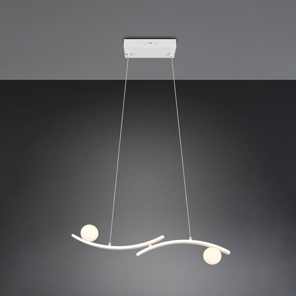 Trio Lighting Závěsné světlo Napoli, matná bílá, délka 82 cm, kov,, stmívatelný, Bílá / opál, Obývací pokoj / jídelna, kov, Moderní