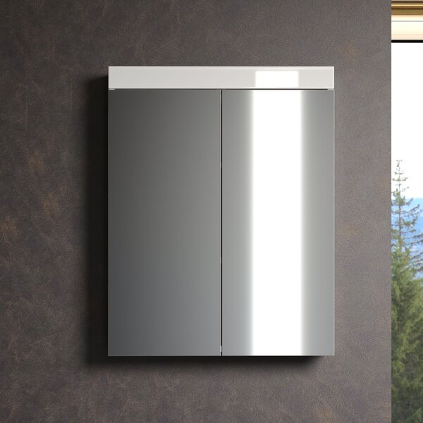 Trendteam Koupelnová zrcadlová skříňka Amanda White Melamin/Bílý vysoký lesk Hluboká zásuvka 60 x 77 x 17 cm
