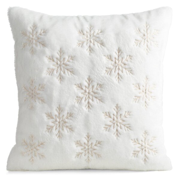 CHLUPATÝ VÁNOČNÍ DEKORAČNÍ POVLAK NA POLŠTÁŘ SNOWY 45X45 CM BÍLÝ