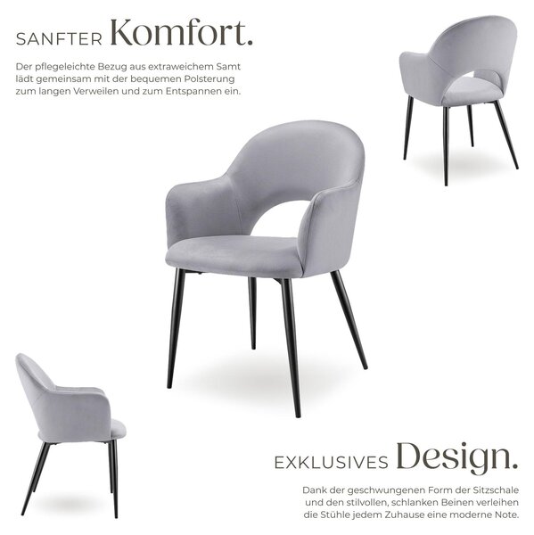 Tectake® Sachel křeslo v sametovém vzhledu, čalouněné 57 x 61,5 x 87,5 cm