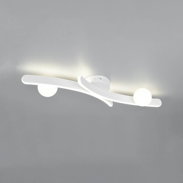 Trio Lighting LED stropní svítidlo Napoli, bílá matná, délka 70 cm, kov, stmívatelný, Bílá / opál, Obývací pokoj / jídelna, kov, Moderní