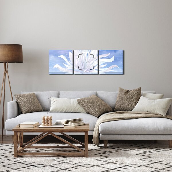 Obraz - Lotusový květ (s hodinami) (90x30 cm)