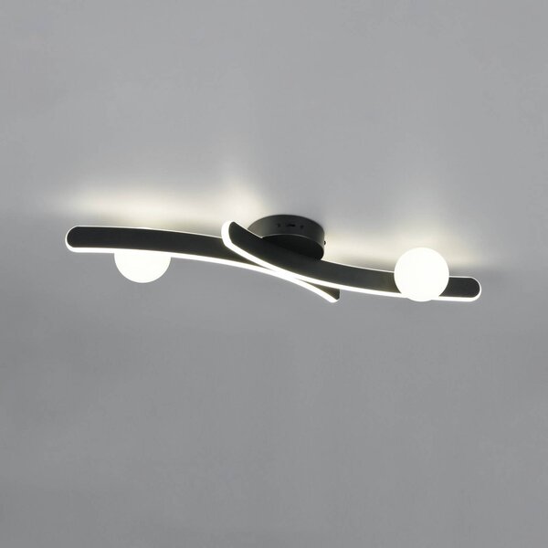 Trio Lighting LED stropní svítidlo Napoli, matná černá, délka 70 cm, kov, stmívatelný, Černá, Obývací pokoj / jídelna, kov, Moderní