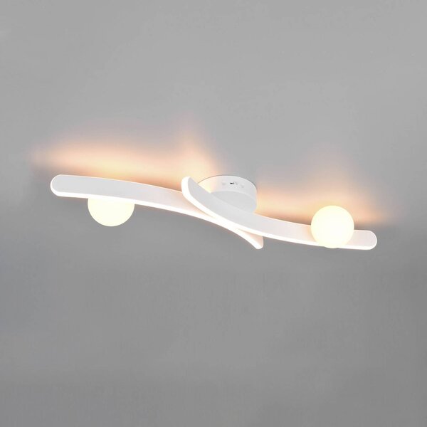 Trio Lighting LED stropní svítidlo Napoli, bílá matná, délka 70 cm, kov, stmívatelný, Bílá / opál, Obývací pokoj / jídelna, kov, Moderní