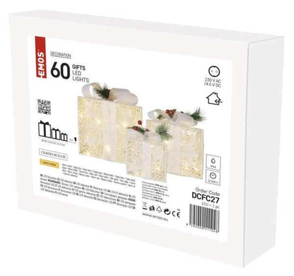 EMOS LED dárky s ozdobou Gift teplá bílá