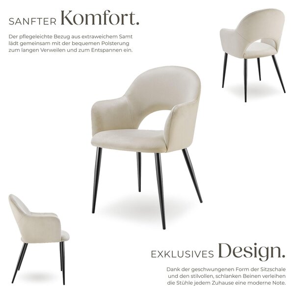 Tectake® Sachel křeslo v sametovém vzhledu, čalouněné 57 x 61,5 x 87,5 cm
