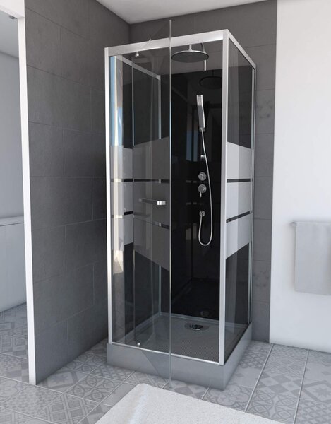 Kompletní sprcha MARWELL Kompletní sprcha Dusy 70 x 70 x 225 cm - kompletní sada včetně sprchové vaničky a baterie - kulatá sprcha s předním vstupem