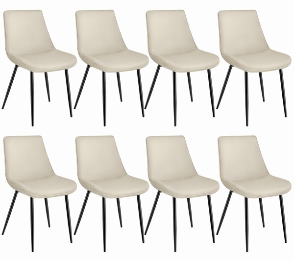 Tectake 404941 sada 8 židlí monroe v sametovém vzhledu - krémová