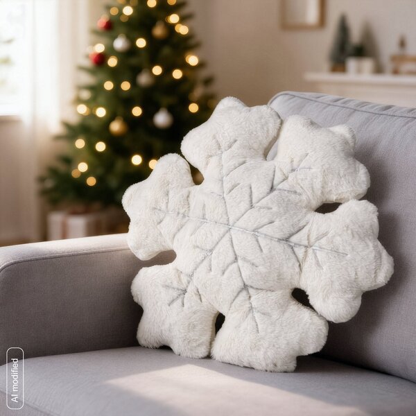 VÁNOČNÍ DEKORAČNÍ POLŠTÁŘ SNOWFLAKE1 41X45 CM KRÉMOVÝ