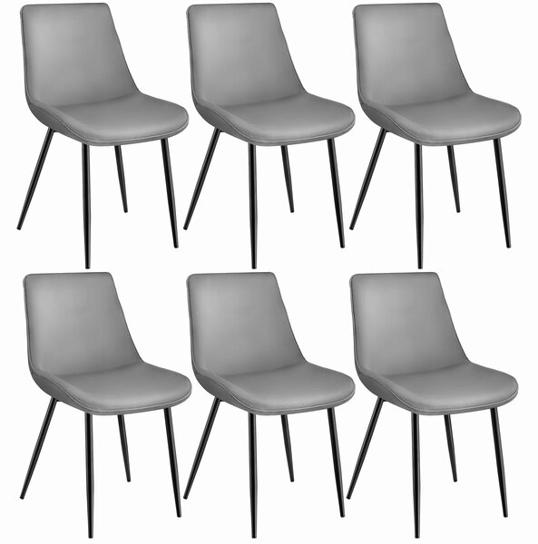 Tectake 404934 sada 6 ks židlí monroe v sametovém vzhledu - šedá